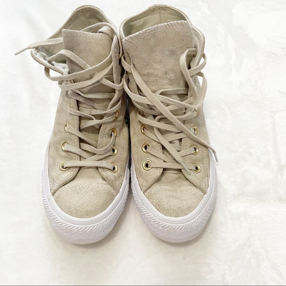 Converse All Star Hi shimmer suede sneaker 6.5 gold metallic - Picture 3 of 9